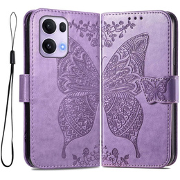 Θήκη με πτερύγιο για Oppo Reno 13 Pro, Butterfly, μωβ