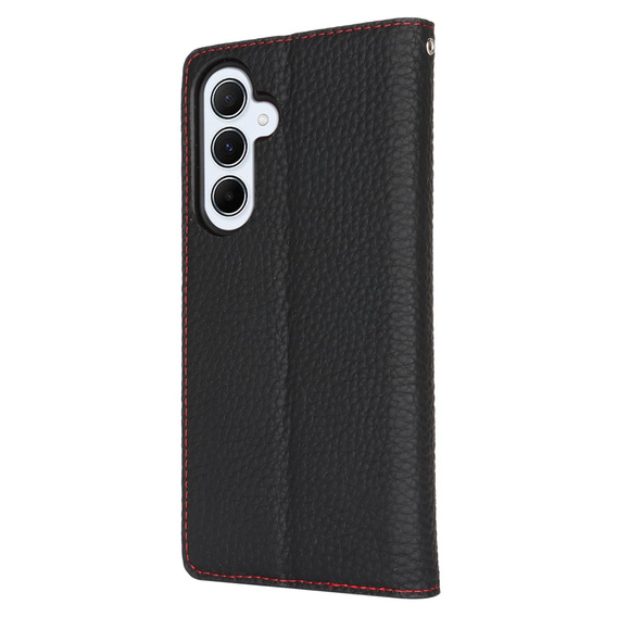 Θήκη με πτερύγιο για Samsung Galaxy S24 FE, Litchi Skin Grain, μαύρη