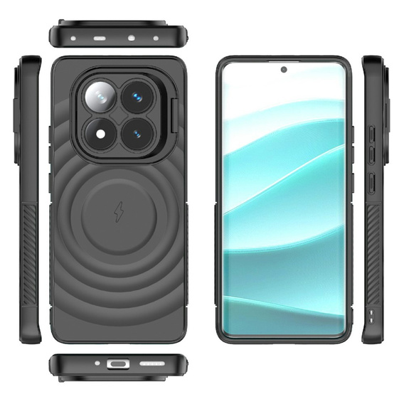 Θήκη για Xiaomi Redmi Note 14 Pro 5G / Xiaomi Poco X7 5G, Ripple Kickstand, για MagSafe, μαύρη