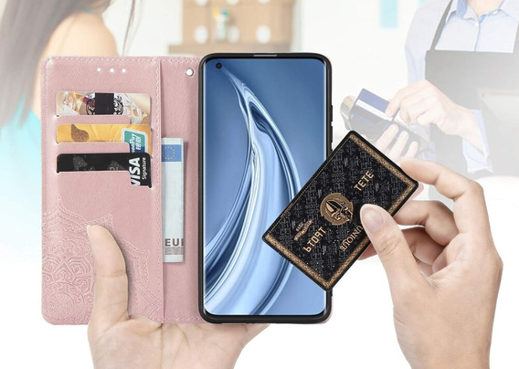 Θήκη με πτερύγιο για Oppo Reno 12, Mandala, ροζ