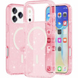 Θήκη για iPhone 17 Pro, για MagSafe, glitter, διάφανο ροζ