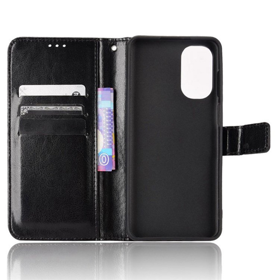 Θήκη με πτερύγιο για Motorola Moto G62 5G, Crazy Horse Wallet, μαύρη