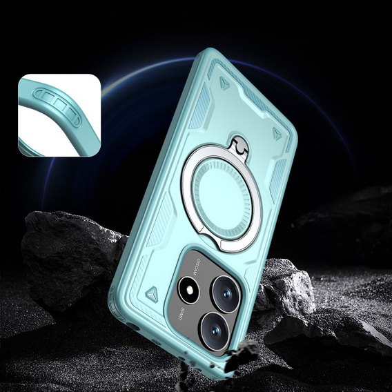 Θήκη για Xiaomi Redmi Note 14 5G, Στρατιωτικό MagSafe, μπλε + γυαλί 9H
