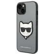 Karl Lagerfeld Θήκη για iPhone 14 Plus, Saffiano Choupette Head Patch, ασημένια