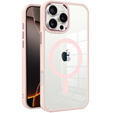 Θήκη για iPhone 16 Pro Max, για MagSafe, ERBORD Μatt Case, διαφανής / ροζ + Γυαλί οθόνης