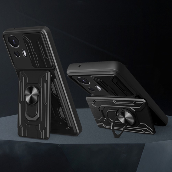 Θωρακισμένη θήκη για Motorola Edge 30 Neo 5G, Camera Slide Card Slot, μαύρη