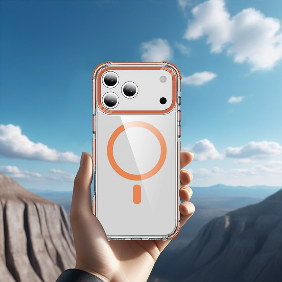 Θωρακισμένη θήκη για MagSafe διαφανή με πορτοκαλί πλευρές για iPhone 17 Pro Max