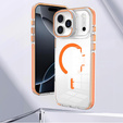 Θήκη για iPhone 17 Pro, για MagSafe, με βάση, διάφανη με πορτοκαλί ένθετα