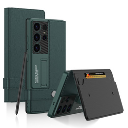 Θήκη με πτερύγιο για Samsung Galaxy S25 Ultra, GKK Card Slot Wallet, πράσινη