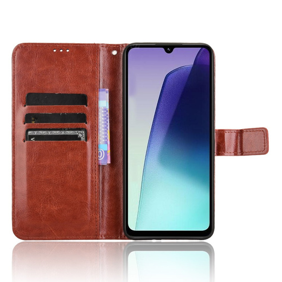 Θήκη με πτερύγιο για Xiaomi Redmi 14C / Xiaomi Poco C75, Crazy Horse Wallet, καφέ