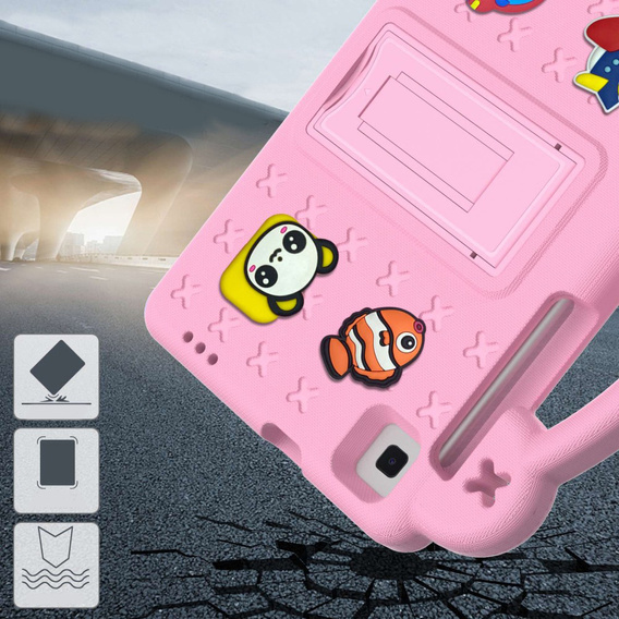 Παιδική θήκη για Samsung Galaxy Tab A7 Lite 8.7 T220/T225, Cute Patterns, με βάση, ροζ