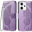 Θήκη πτερύγιο για Oppo Reno 14, Butterfly, πορτοφόλι, μοβ