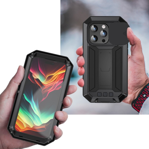 Θήκη για iPhone 15 Pro, R-JUST CamShield Slide, θωρακισμένη, μαύρη