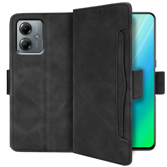 Θήκη με πτερύγιο για Motorola Moto G14, Card Slot, μαύρη