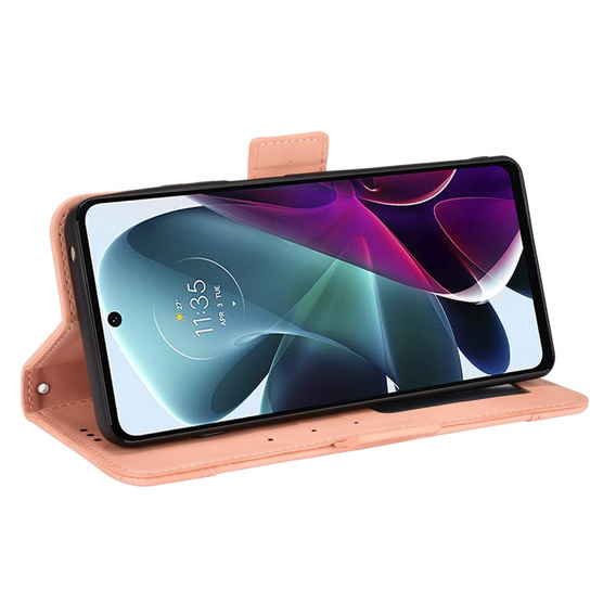 Θήκη με πτερύγιο για Motorola Moto G200 5G/Edge S30, Card Slot, ροζ