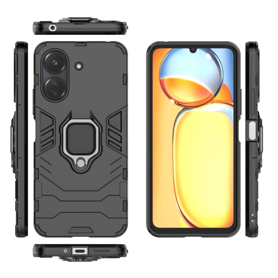 Θήκη για Xiaomi Redmi 13C / Poco C65, Kickstand Ring, μαύρη