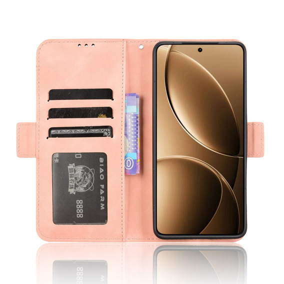 Θήκη με πτερύγιο για Xiaomi Poco F7 Ultra, Card Slot, ροζ