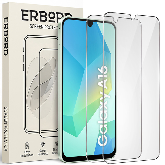 2x Μετριασμένο γυαλί ERBORD 9H Hard Glass στην οθόνη για Samsung Galaxy A16 5G