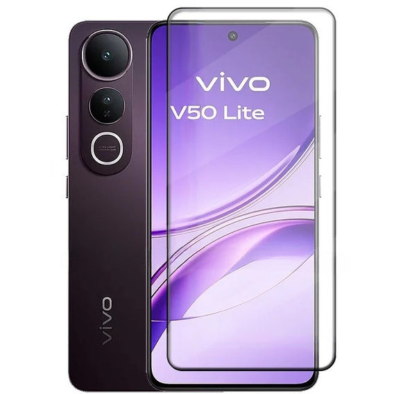 Μετριασμένο γυαλί 3D για Vivo V50 Lite 4G / 5G, μαύρο πλαίσιο