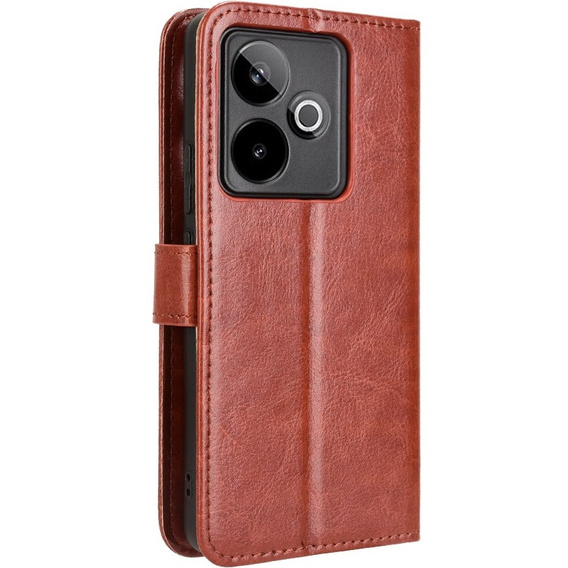Θήκη με πτερύγιο για Realme GT 7 / 7T, Crazy Horse Wallet, καφέ