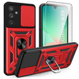 Θωρακισμένη θήκη για Samsung Galaxy A26, CamShield Slide, κόκκινη + Μετριασμένο γυαλί 9H