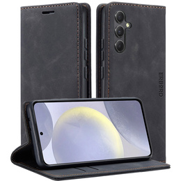 Θήκη για Samsung Galaxy S24, ERBORD Vintage, πορτοφόλι με πτερύγιο, μαύρη