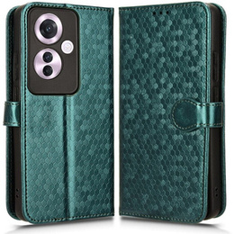 θήκη πτερύγιο για Oppo Reno 11F 5G, Wallet Rhombus, πράσινη