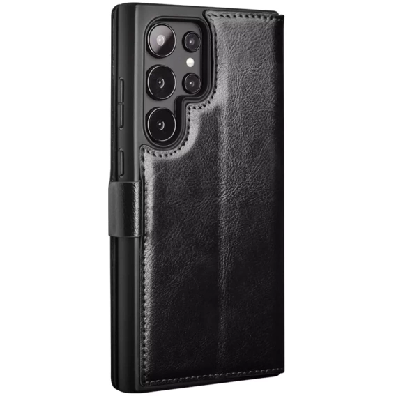 θήκη flip για Samsung Galaxy S25 Ultra, QIALINO Leather Wallet, μαύρη