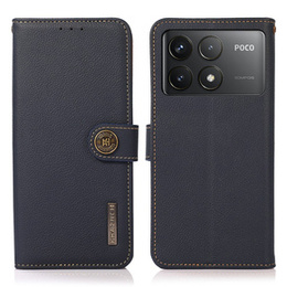 KHAZNEH θήκη RFID για Xiaomi Poco F6 Pro, Litchi Texture, μπλε