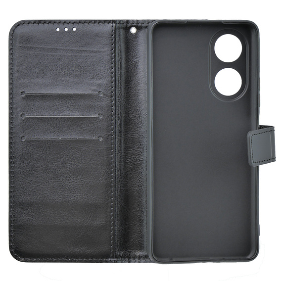Θήκη με πτερύγιο για Oppo A38 4G / Oppo A18 4G, Crazy Horse Wallet, μαύρη