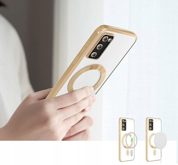 Θήκη για Samsung Galaxy S20 FE, Electro MagSafe, χρυσή + Γυαλί για την οθόνη