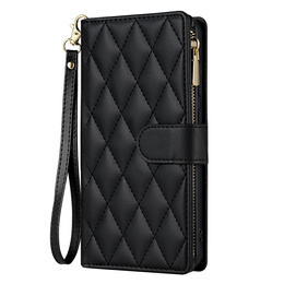θήκη πτερύγιο για Samsung Galaxy A56 5G, Rhombus Crossbody Leather, μαύρη