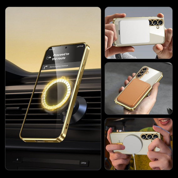 Θήκη για Samsung Galaxy A26, Electro MagSafe, χρυσή + Γυαλί για την οθόνη