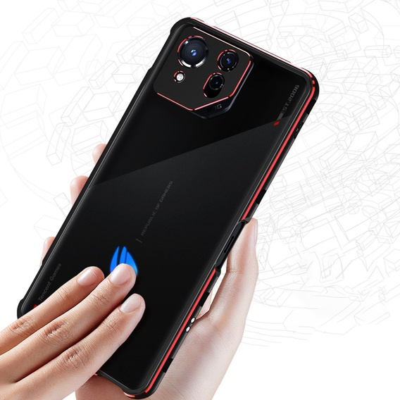 Θήκη για ASUS ROG Phone 8 Pro, Armor Bumper, με κάλυμμα φακού, μαύρο / κόκκινο