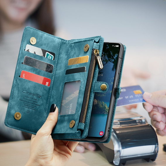 CASEME θήκη για Samsung Galaxy A56 5G, Retro Leather Wallet, με λουράκι, πράσινη