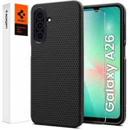 θήκη Spigen για Samsung Galaxy A26 5G, Liquid Air, μαύρη + μετριασμένο γυαλί 9H