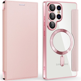 Θήκη με πτερύγιο για Samsung Galaxy S25 Ultra, RFID Wallet MagSafe CamShield, ροζ