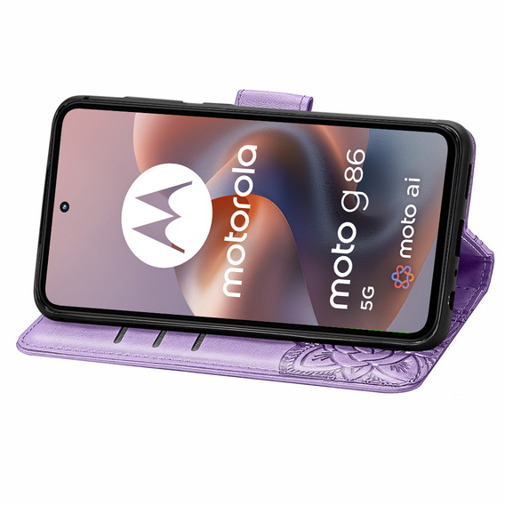Θήκη με πτερύγιο για Motorola Moto G86 5G, Butterfly, μωβ