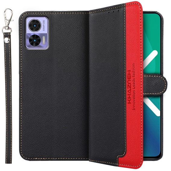 Θήκη με πτερύγιο για Motorola Edge 30 Neo 5G, KHAZNEH RFID, Dual Color, μαύρη