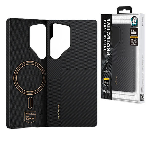 θήκη BENKS Kevlar για Samsung Galaxy S25 Ultra, για MagSafe, Carbon Fiber, μαύρη