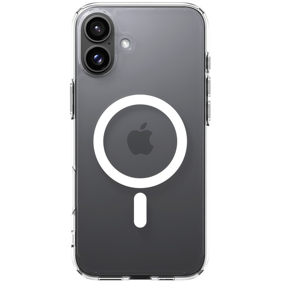 Θήκη MagSafe Spigen για iPhone 16, Ultra Hybrid, διαφανής / λευκή + Μετριασμένο γυαλί 9H