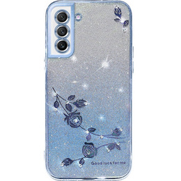 Θήκη για Samsung Galaxy S21 FE, Glitter Flower, μπλε