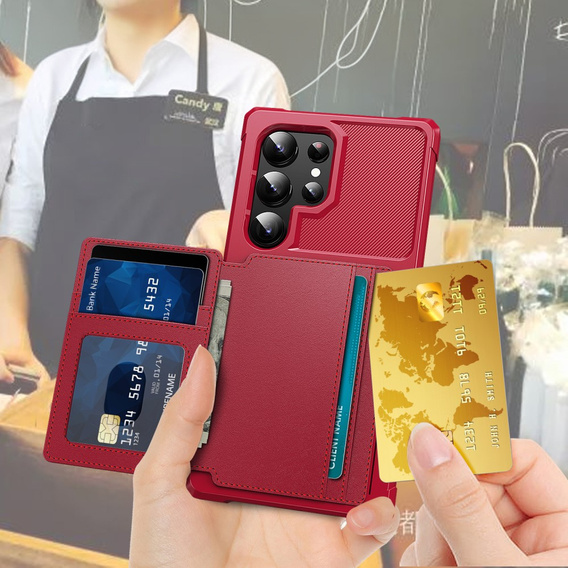 Θήκη για Samsung Galaxy S25 Ultra, Card Holder Kickstand, μαύρη