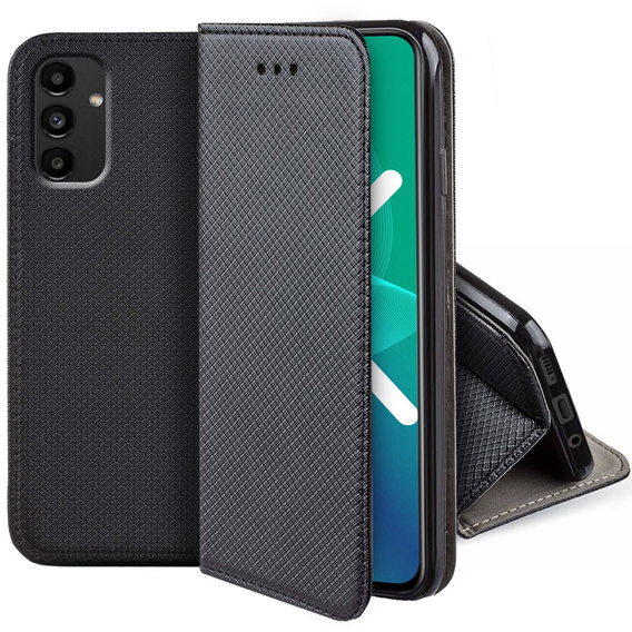Θήκη για Samsung Galaxy A54 5G, έξυπνος μαγνήτης, μαύρο + γυαλί 9H