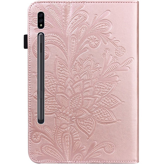θήκη με πτερύγιο για Samsung Galaxy Tab S7, flower, μπλε