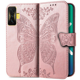 Θήκη με πτερύγιο για Xiaomi Poco F4 GT, Butterfly, ροζ rose gold