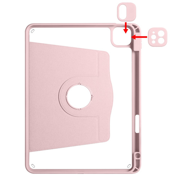 Θήκη για iPad Pro 11" 2022/2021/2020 (4/3/2 gen.), με υποδοχή γραφίδας, περιστρεφόμενη κατά 360°, ροζ