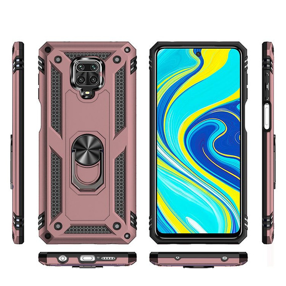 θωρακισμένη θήκη για Xiaomi Redmi Note 9S / 9 Pro, Nox Case Ring, ροζ