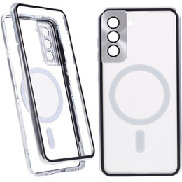 Μαγνητική θήκη MagSafe Dual Glass για Samsung Galaxy S21, ασημένια