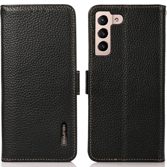 KHAZNEH θήκη RFID για Samsung Galaxy S23, Litchi Texture, μαύρη